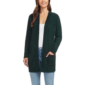 Matty M Dark Green Open-Front Cardigan